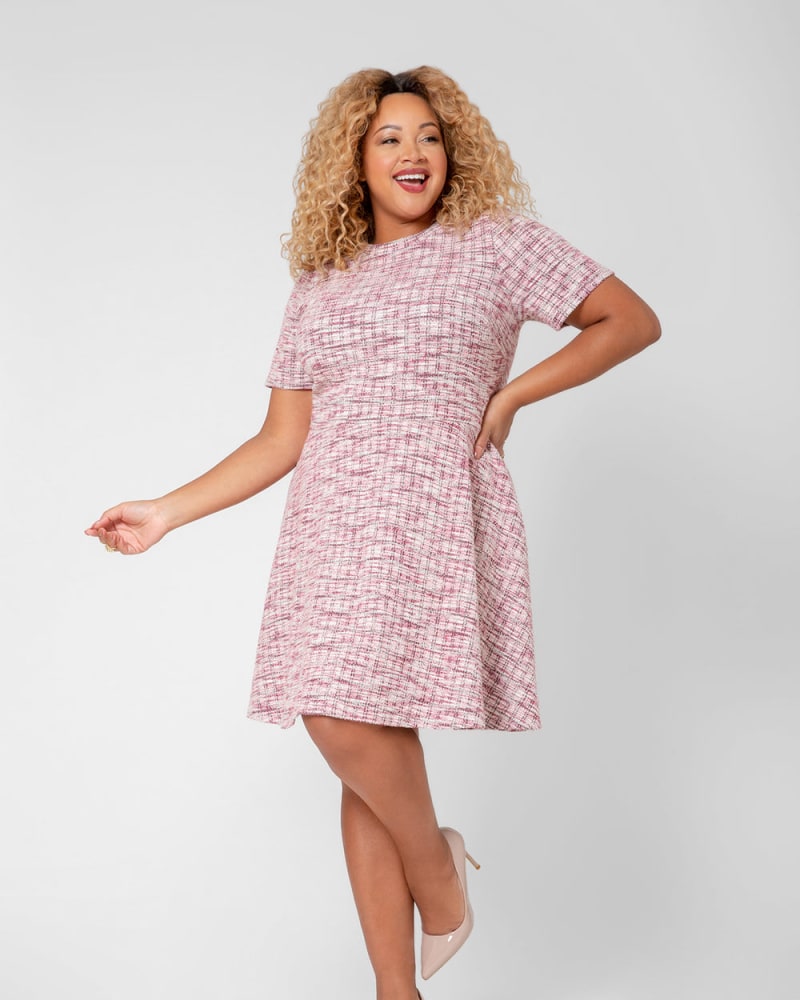 Front of a model wearing a size 1X Mackenzie Mini Dress in Pink Multi by Leota. | dia_product_style_image_id:244028